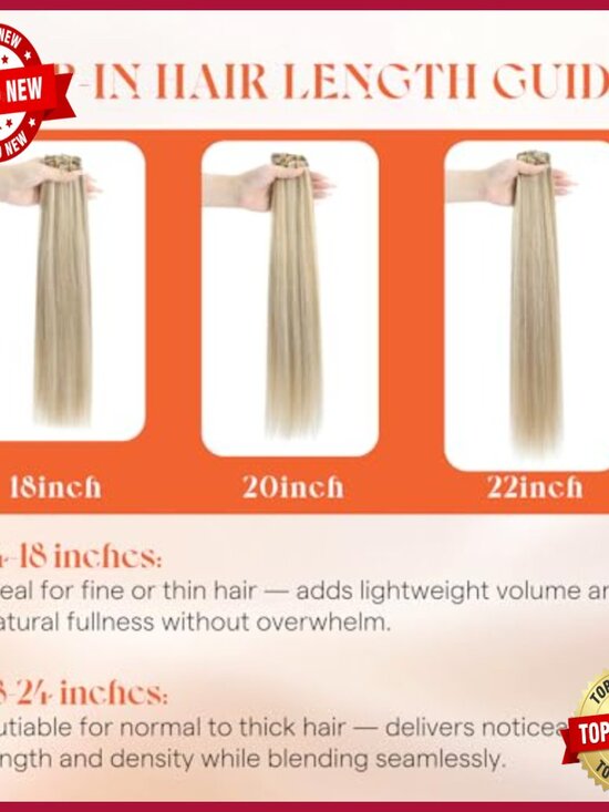 20 Inch Clip In Human Hair Extensions 120g Remy Hair for Volume Length main image 5